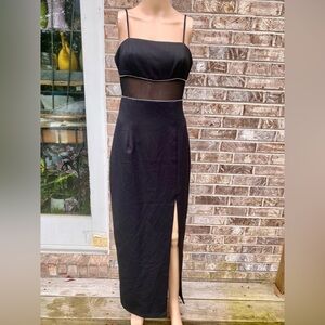 Black Vintage 90s Mesh Peekaboo Prom Dress